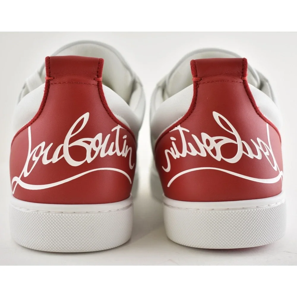 Christian Louboutin Mens Fun Louis Junior Flat White Red Low Top Sneaker 48 15